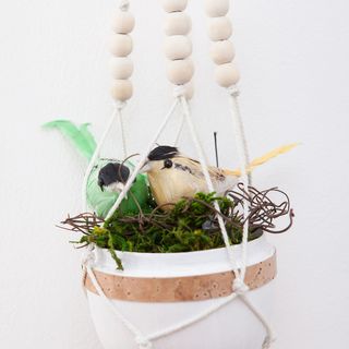 Spring eggs in a macram&eacute; traffic light