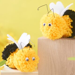 Pompon Bienen basteln
