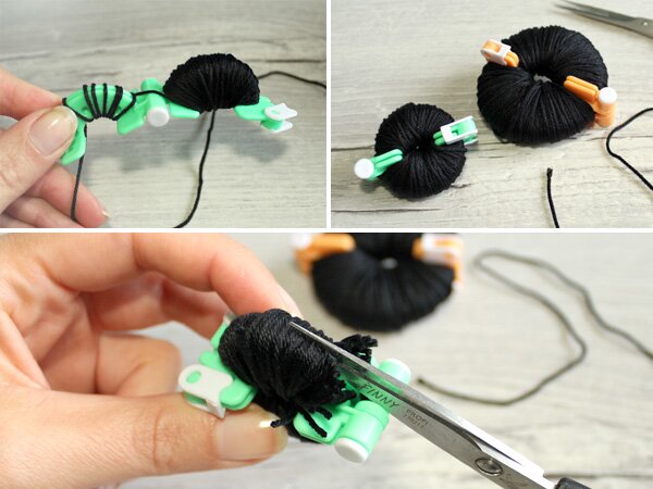 Spinnen für Halloween mit einem PomPom Maker einfach selber machen