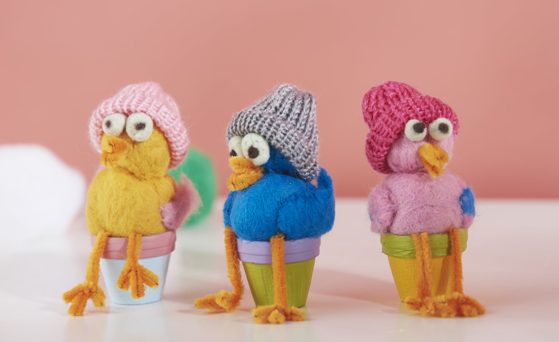 gefilzte vögel