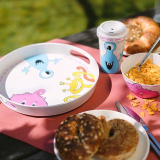 Bamboo tableware with monsters
