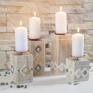 Kerzenst&auml;nder mit Natursteinmosaik