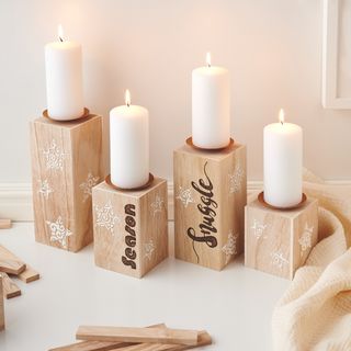 Brandmalerei auf Holzkerzenst&auml;nder