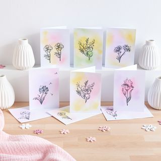 Karten mit gestempelten Blumen
