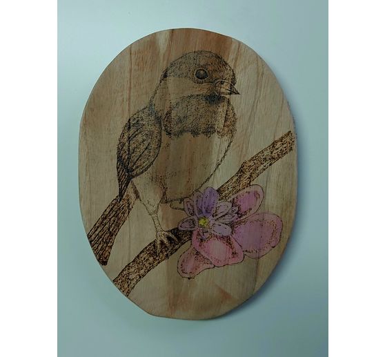 142_EFWAH_Gehoutbrande vogel met geschilderde bloem