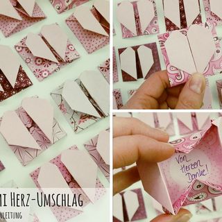 Origami Anleitung: Herz-Umschlag falten