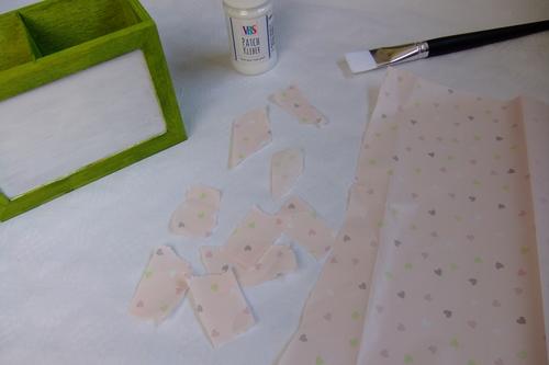 Stiftebox basteln - Decopatch Schnipsel Schreibtischorganizer basteln - Decopatch Schnipsel