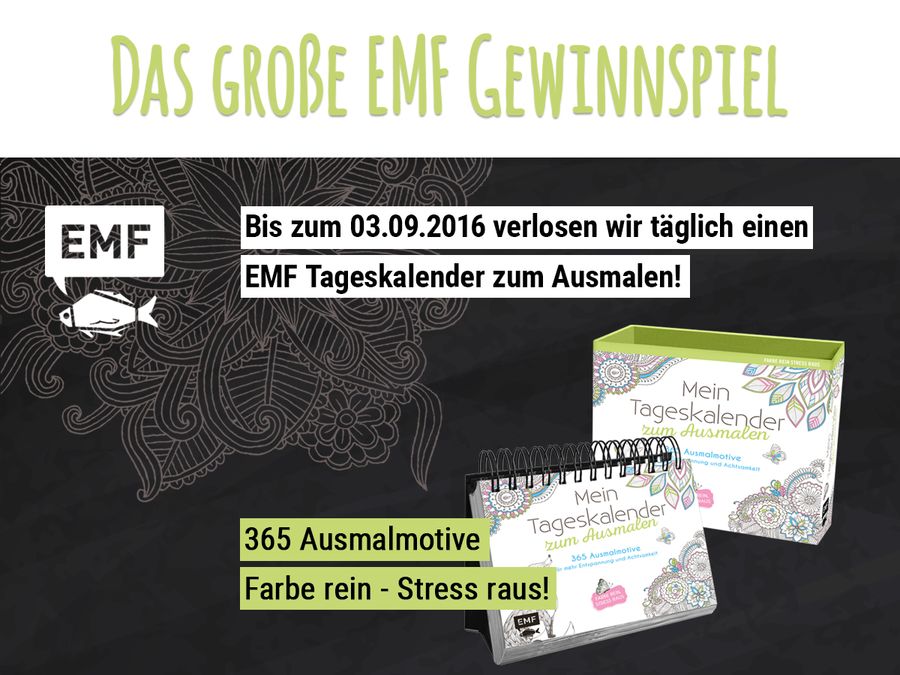 Gewinnspiel: T&auml;glich einen EMF Tageskalender zum Ausmalen gewinnen.