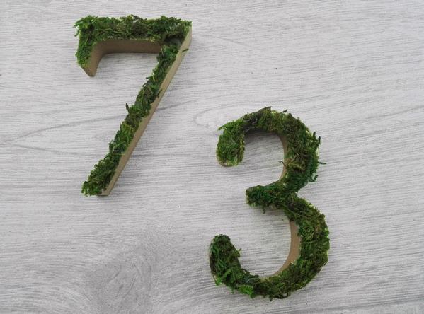 DIY spring door wreath - house number with<protected> moss