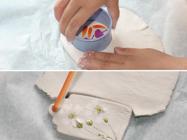 Anh&auml;nger aus Fimo und Bl&uuml;ten