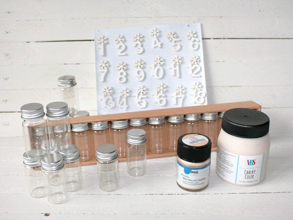 Das Material f&uuml;r unseren Mini Adventskalender im Metallic Look