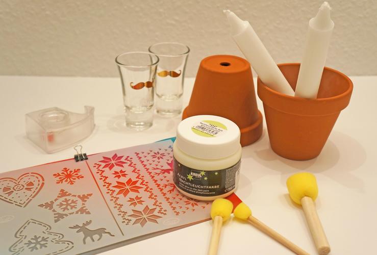 Hygge Trend Material f&uuml;r Kerzenhalter aus Tont&ouml;pfen