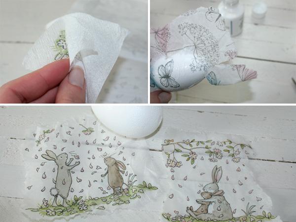 easter decoration with Easter eggs and napkin technique. easter eggs with napkin glue and napkins design