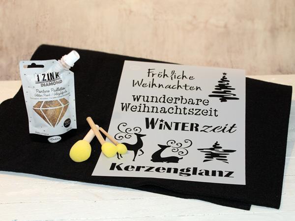Weihnachtliche Platzdeckchen aus Filz mit Glitzer. Gratis Anleitung f&uuml;r Weihnachten
