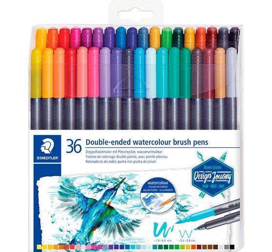 STAEDTLER Doppelfasermaler mit Pinselspitze, 36 St&uuml;ck