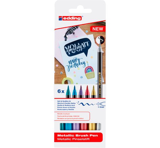 edding 1340 Brush pen "Metallic", set of 6