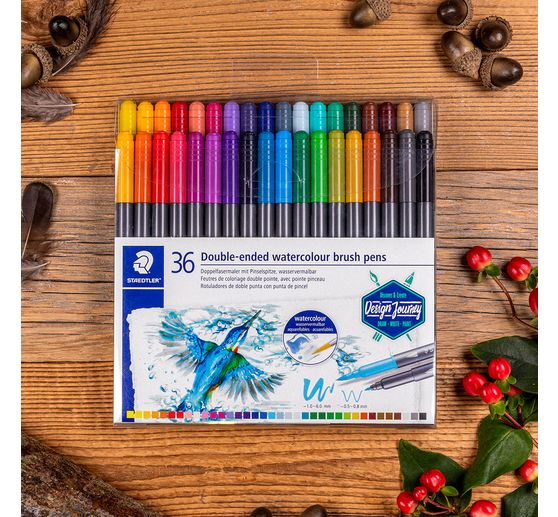 STAEDTLER Doppelfasermaler mit Pinselspitze, 36 St&uuml;ck
