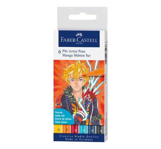 Faber-Castell Pitt Artist Pen Manga Sh&ocirc;nen Set, 6 pens