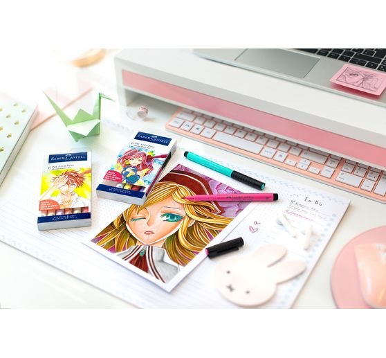 Faber-Castell Pitt Artist Pen Manga Sh&ocirc;jo Set, 6 pens