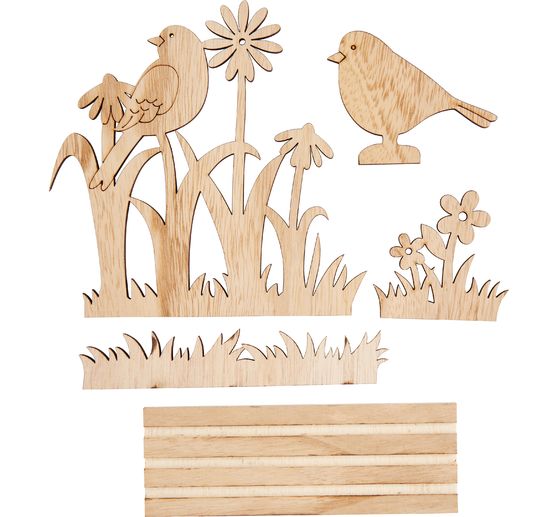 VBS Holz-Steckmotiv "V&ouml;gel in der Blumenwiese"