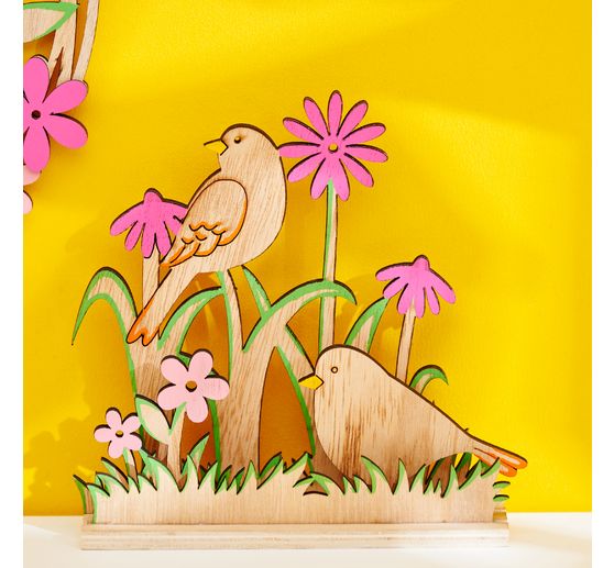 VBS Holz-Steckmotiv "V&ouml;gel in der Blumenwiese"