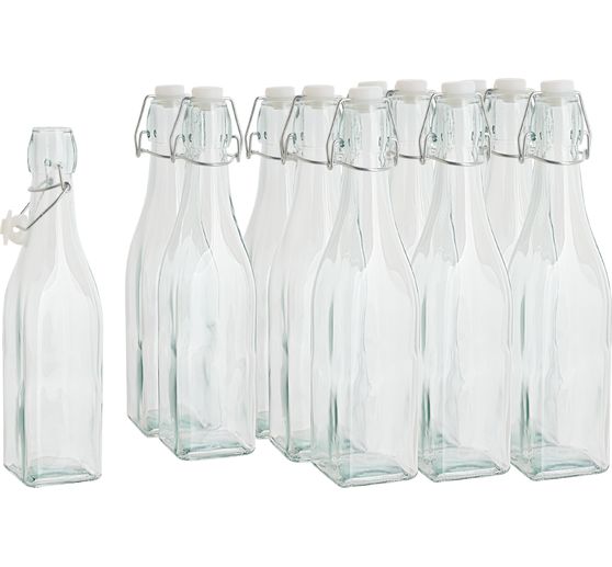 VBS Glasflaschen mit B&uuml;gelverschlu&szlig; "Eckig", 500 ml, 12 St&uuml;ck