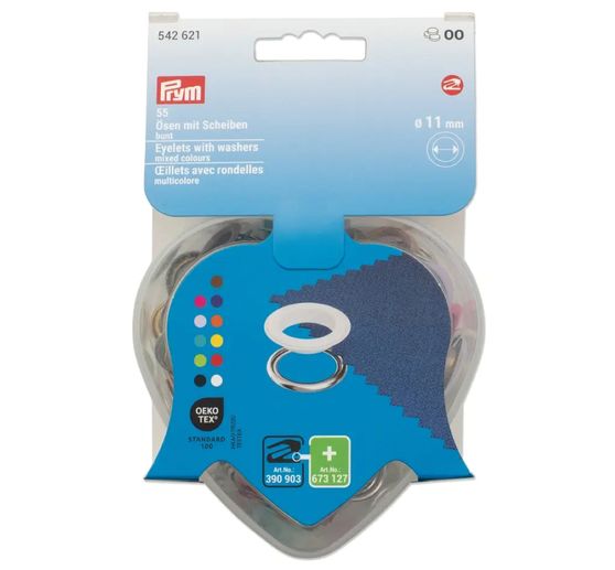 Prym &Ouml;sen mit Scheiben Bunt, &Oslash; 11 mm, in Herzbox