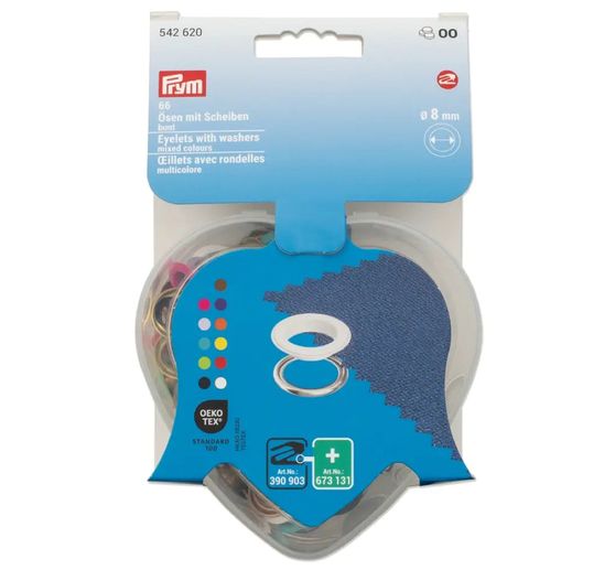 Prym &Ouml;sen mit Scheiben Bunt, &Oslash; 8 mm, in Herzbox