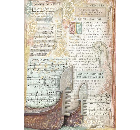 Stamperia Motif straw silk "Venice City of Art - Gondola"