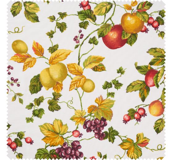 Dekostoff Leinenoptik "Obst und Bl&auml;tter"