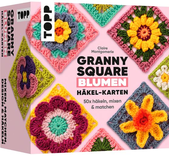 H&auml;kel-Karten Granny Square "Blumen"