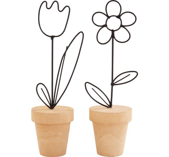 Draht-Blume im Topf, 2 St&uuml;ck
