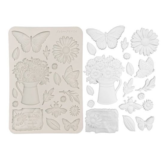 Silikonform A5 "Daisy Art", Daisy and Butterfly