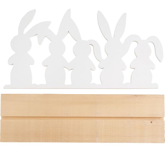 Holz-Deko "Hasenfamilie auf Sockel"