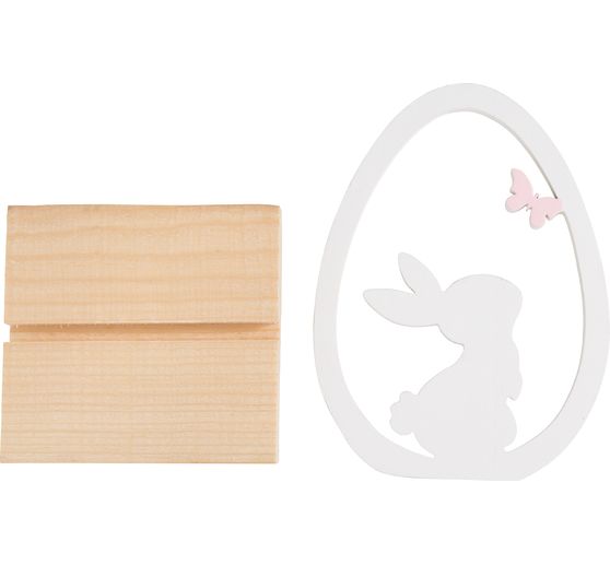 Wooden decoration "Egg with rabbit on plinth"