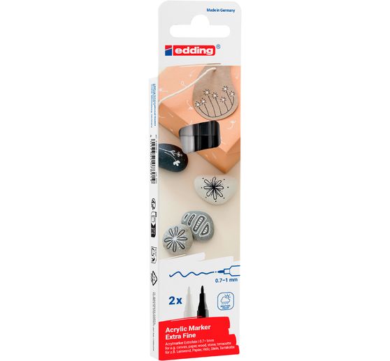 edding 5500 Acrylic "Acrylic marker - Black/White", Extra fine, set of 2