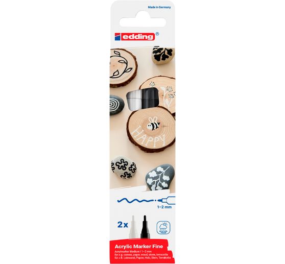 edding 5300 Acrylic "Acrylic marker - Black/White", Fine, set of 2