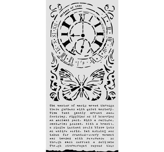 Schablone "Gardens of Time - Clock and Butterfly"