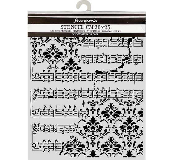 Stamperia Stencil "Symphony - Score", 20 x 25 cm