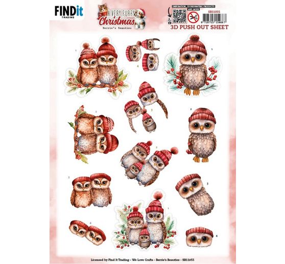 3D-Stanzbogen-Set "Furry Christmas"