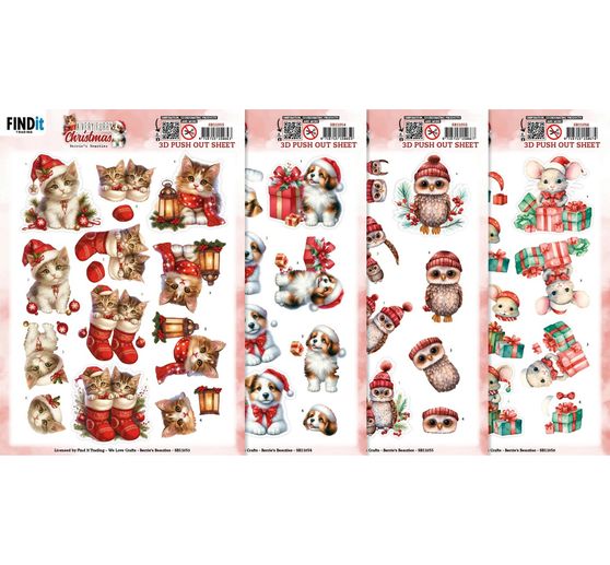 3D-Stanzbogen-Set "Furry Christmas"
