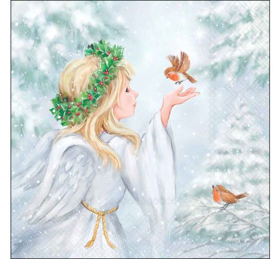 Napkin "Angel with robin"