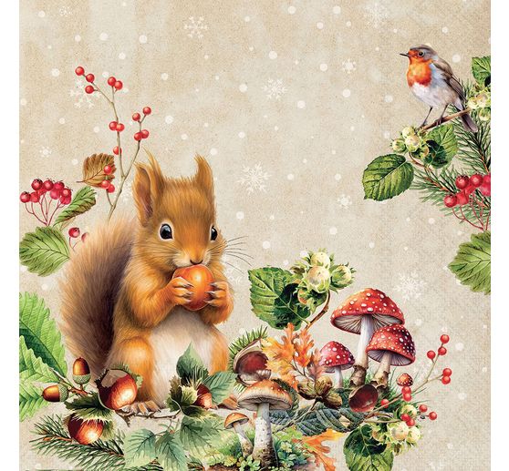 Serviette "Eichh&ouml;rnchen mit Haselnuss"