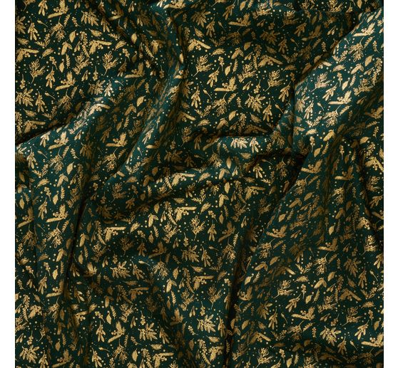 Baumwoll-Stoff Popeline Hot-Foil "Holly Green"