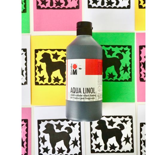 Marabu Aqua‑Linoldruckfarbe, schwarz, 500 ml