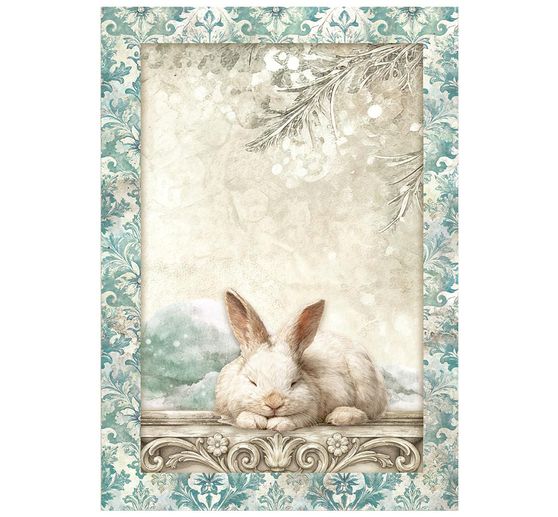Stamperia Motiv-Strohseiden Sortiment "White Christmas", DIN A6, 8er Set