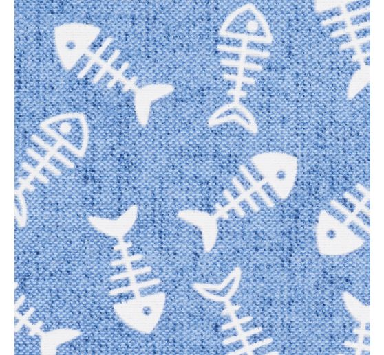 Motif fabric linen look "Fish skeletons"