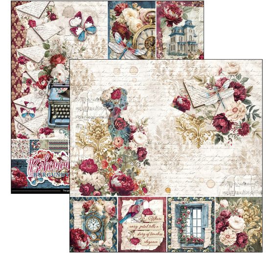 Ciao Bella scrapbook paper "Bohemian Burgundy"