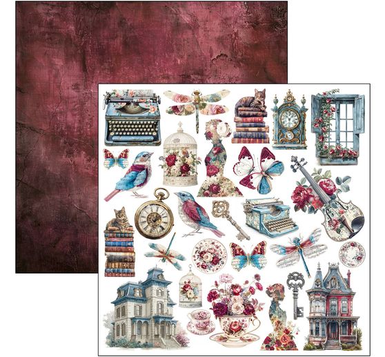 Ciao Bella scrapbook paper "Bohemian Burgundy"
