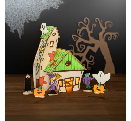 Holz-Steckmotiv "Halloween-Haus"